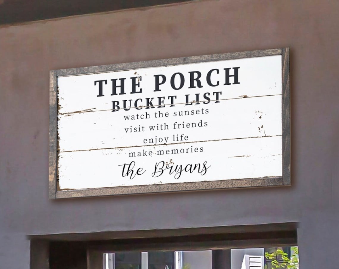 The Porch Bucket List Personalized Name Wall Art