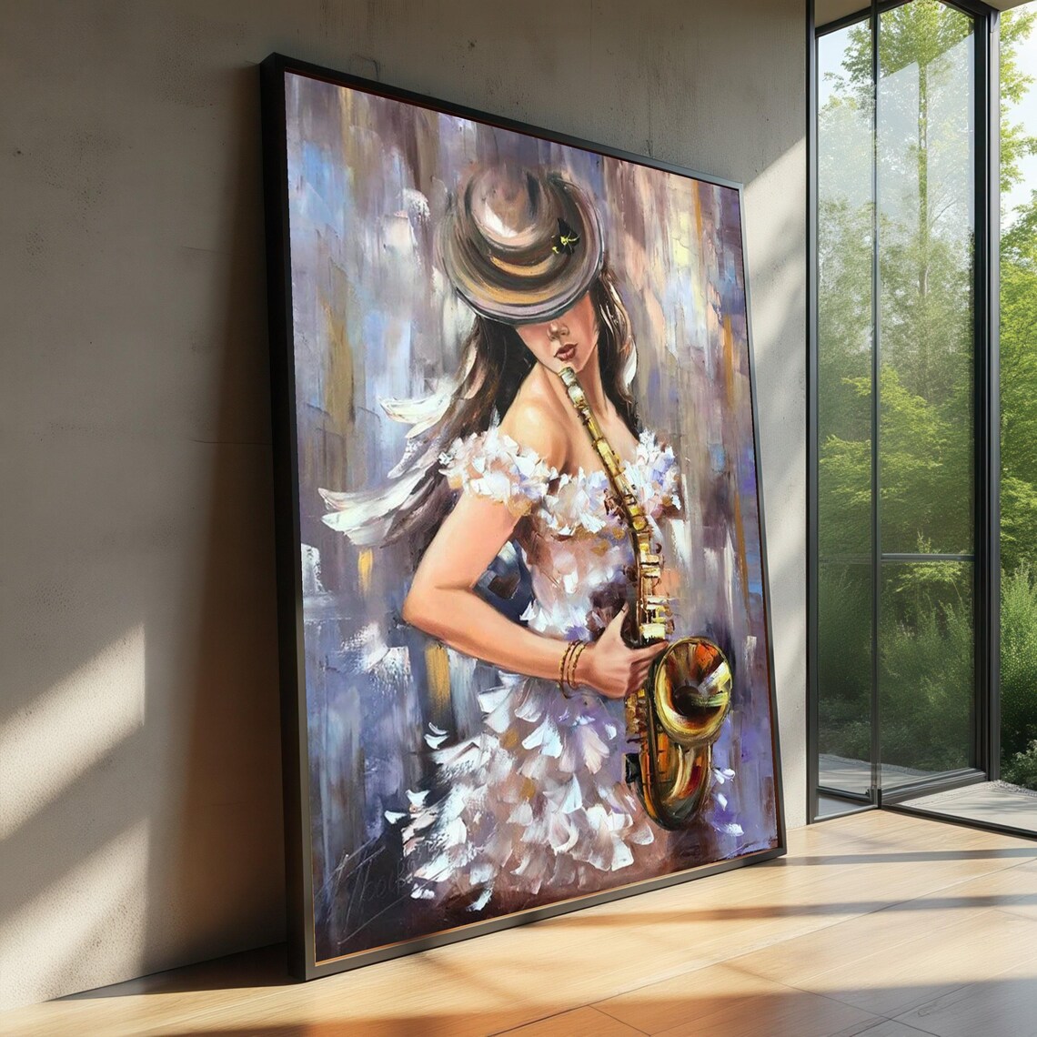 Elegant Woman With Saxophone, Vintage Jazz Art Print