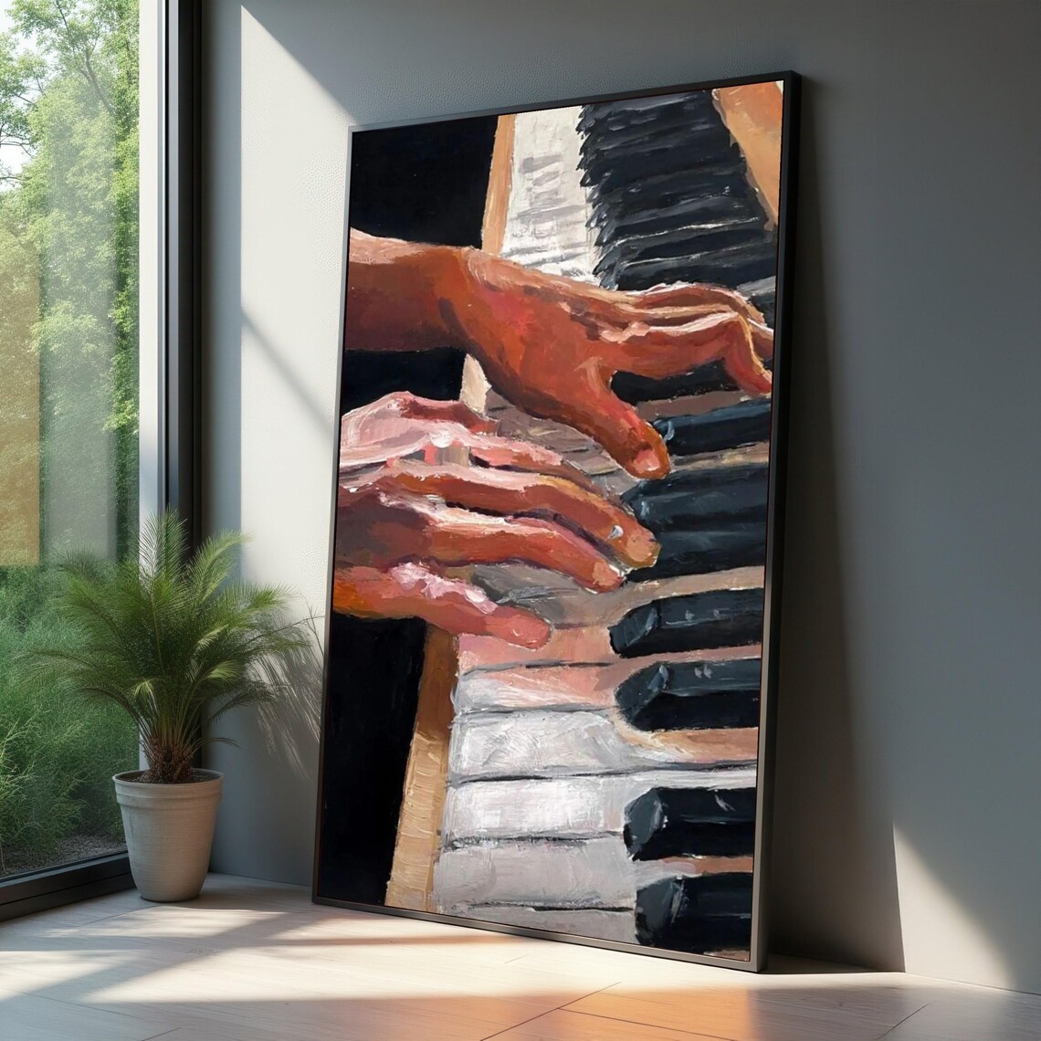 Pianist Hands On Piano Keys Expressive Musical Instrument Painting Poster