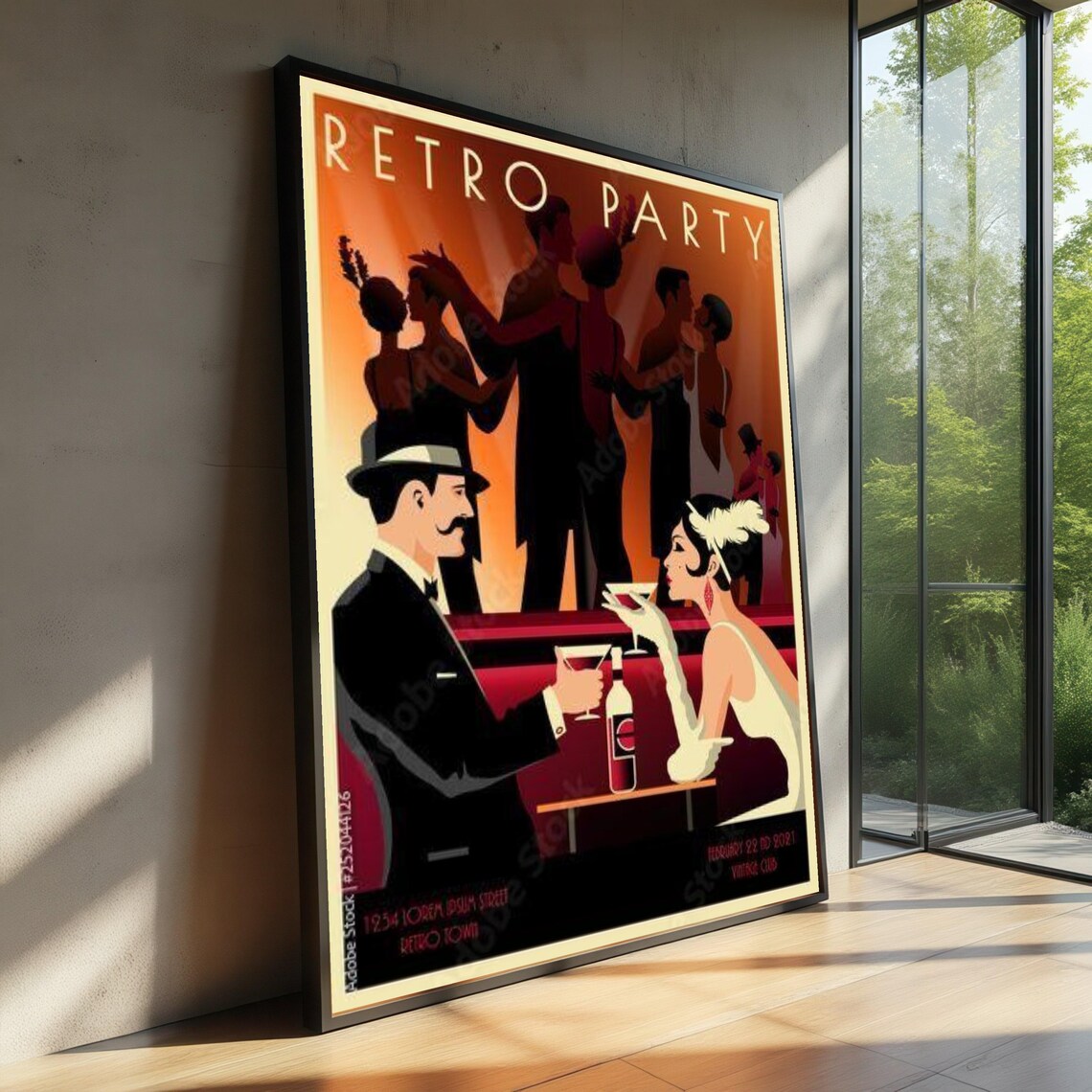 Retro Party 1920s Dance Scene Cocktail Bar Vintage Jazz Poster