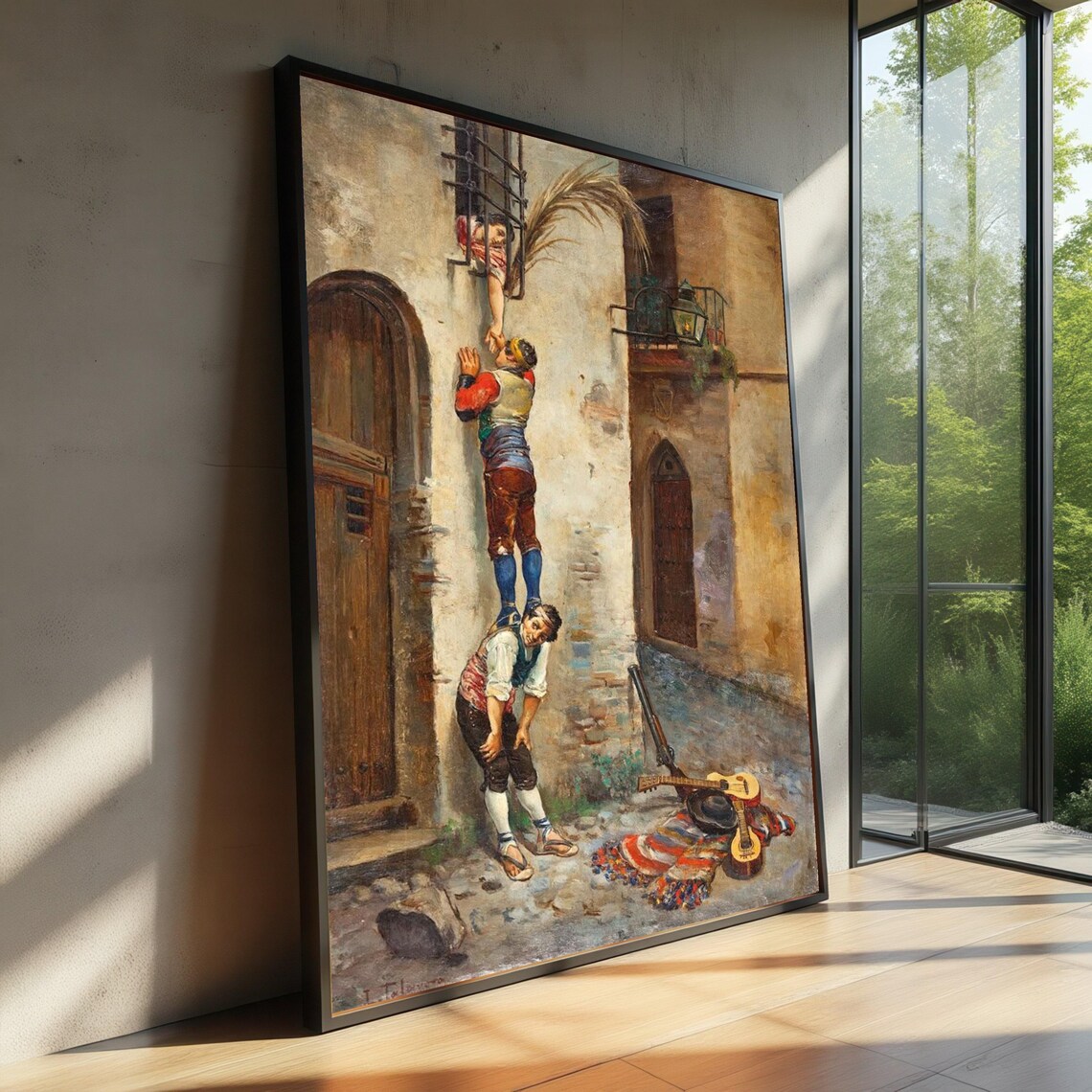 Vintage Spanish Street Scene, Romantic Couple Poster
