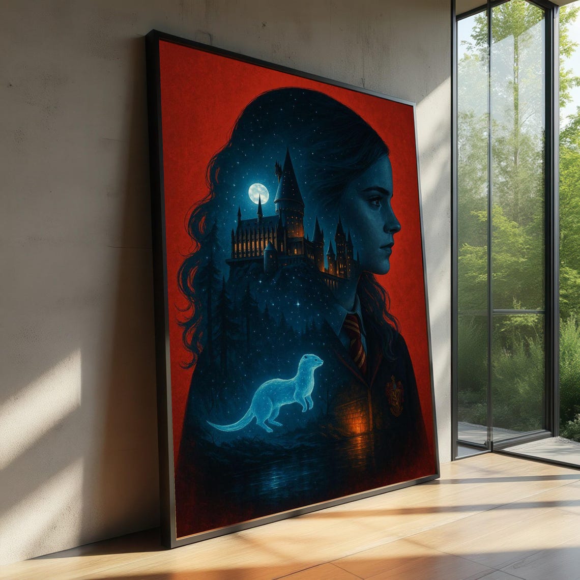 Harry Potter Inspired Wizard Portrait Double Exposure Castle Poster