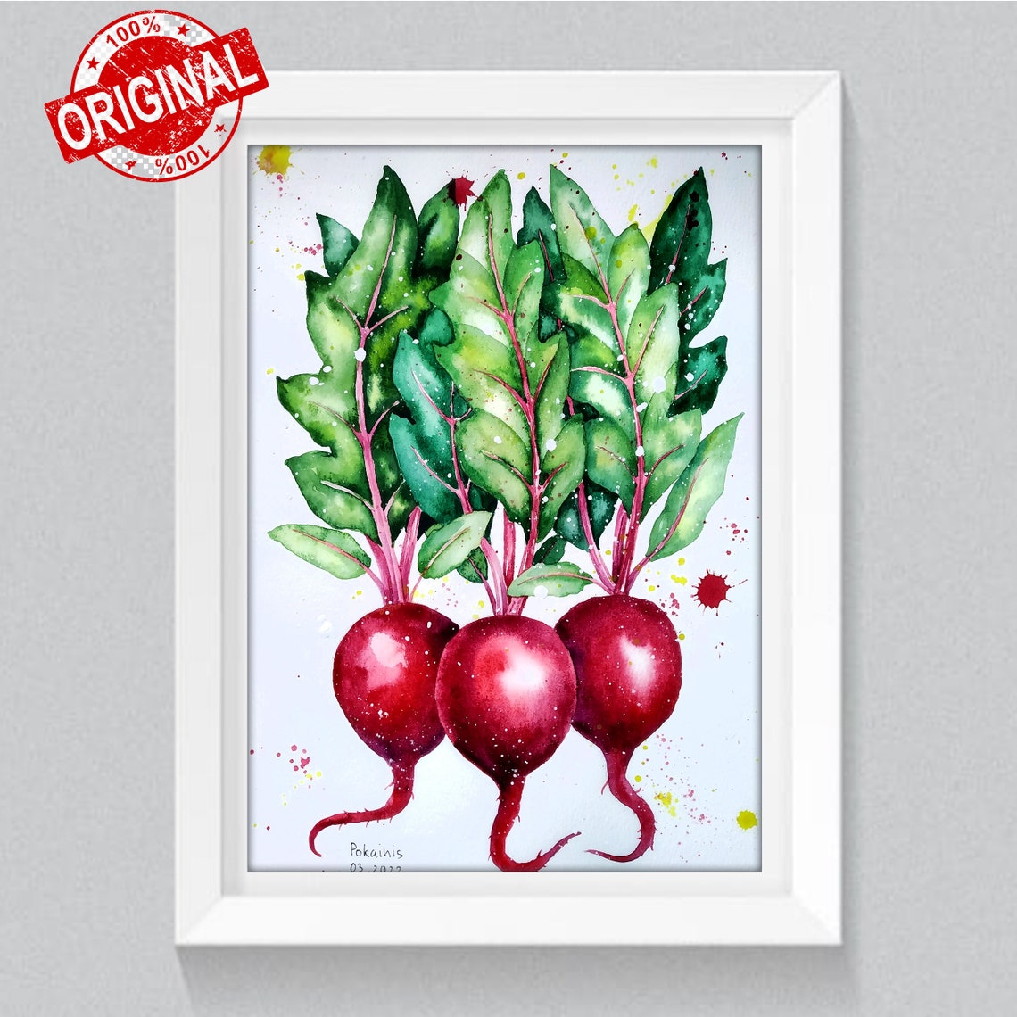 Red Beets Watercolor Vegetable Garden Still Life Kitchen Poster - Image 5