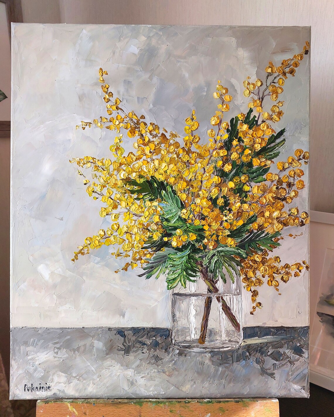 Impasto Mimosa Still Life Art Print, Kitchen Decor - Image 4