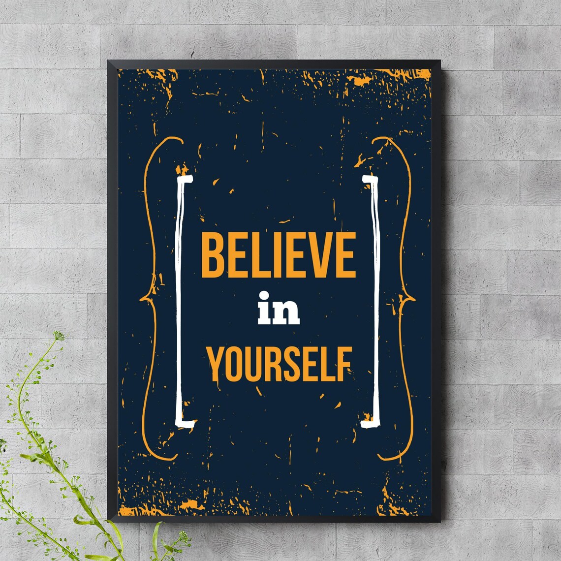 Believe In Yourself Motivational Wall Art Rustic Poster Inspirational For Home Office Or Classroom
