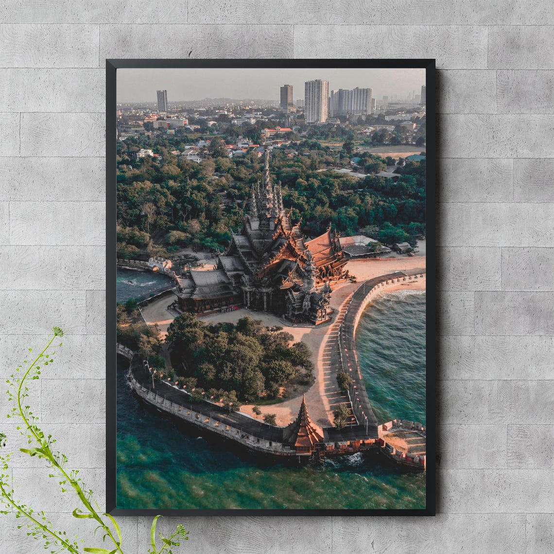 Sanctuary Of Truth Wall Art Pattaya Thailand Asian Temple Aerial Photography Travel Poster