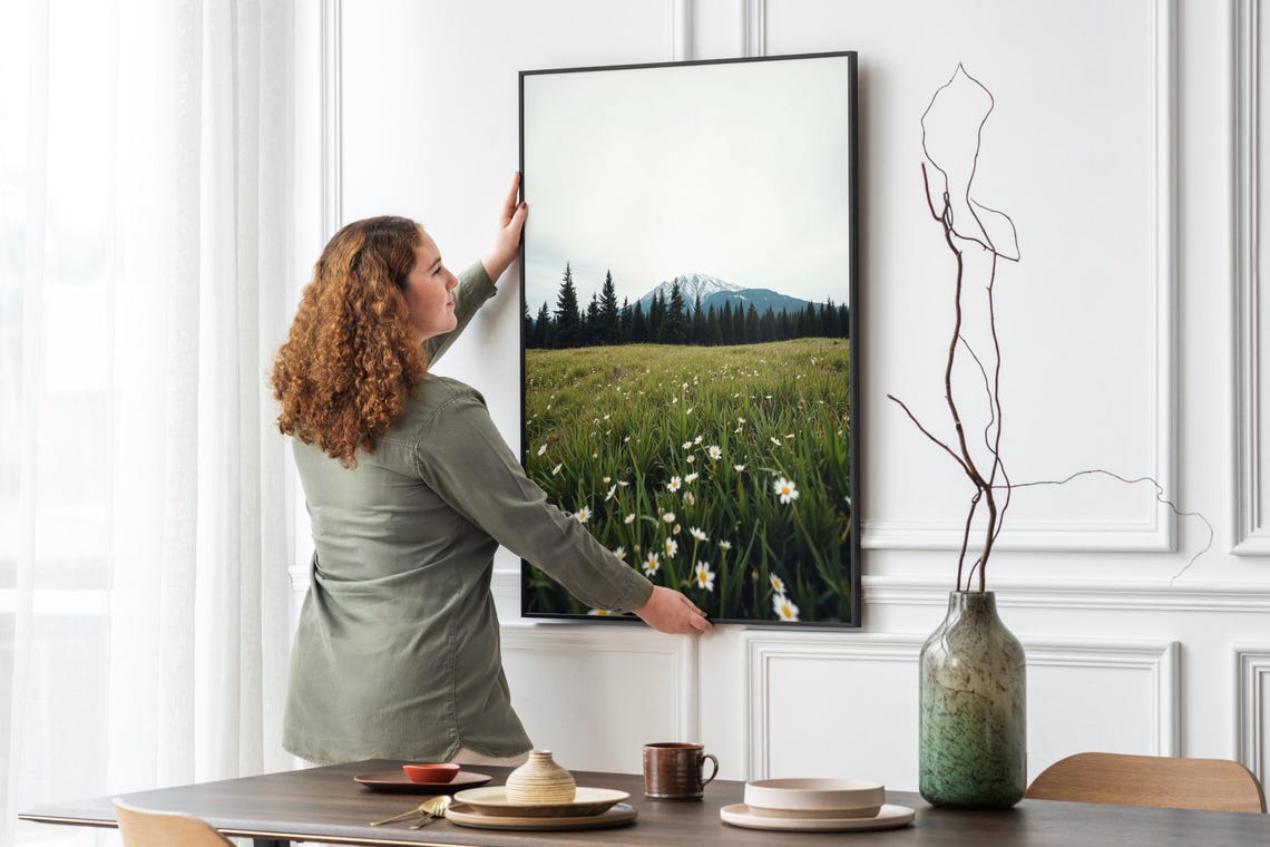 Wildflower Meadow Daisy Field Snow Capped Mountain Pine Forest Poster - Image 4