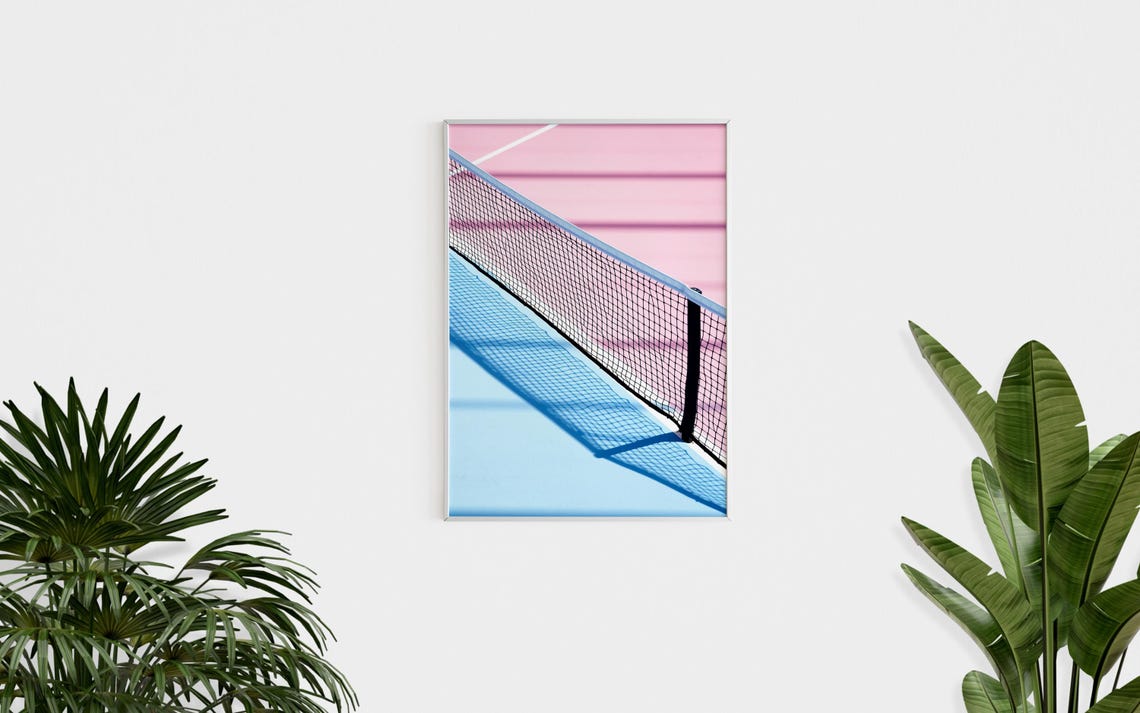 Tennis Wall Art Trendy Art Prints Girly Wall Art Tennis Poster Retro Wall Art Tennis Court Print Pink Wall Art Print - Image 3