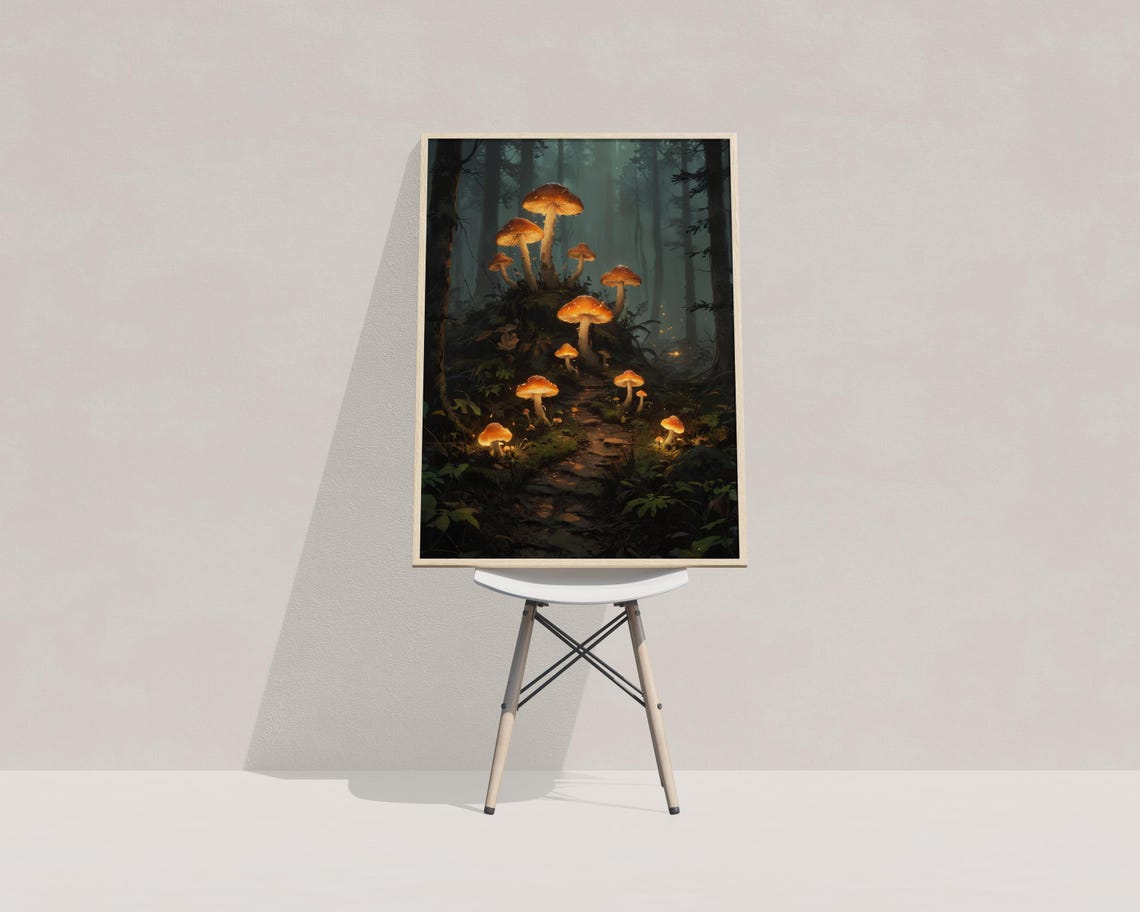 Enchanted Forest Wall Art Trendy Art Prints Retro Wall Decor Dark Gothic Decor Mushroom Decor Mystical Home Decor Print - Image 4