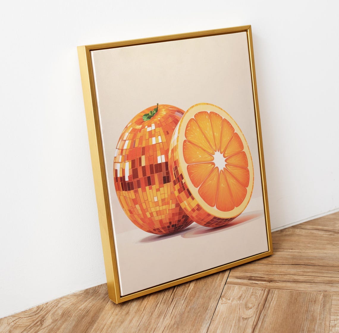 Disco Ball Orange Fruit Mirror Tile Retro Dopamine Kitchen Poster - Image 5