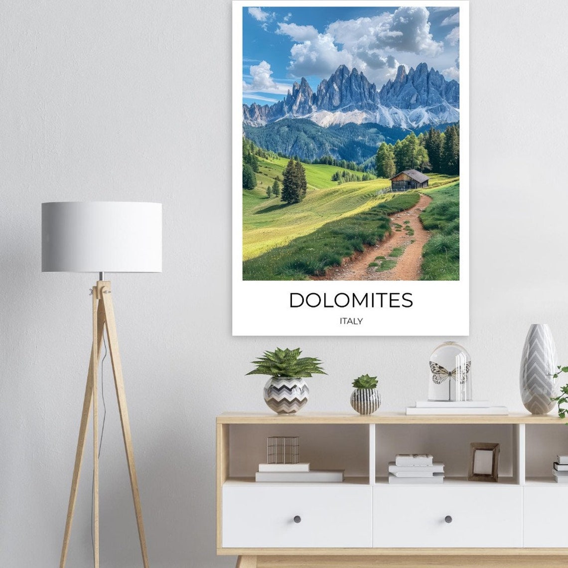 Dolomites Italy Jagged Peaks Alpine Meadow Trail Travel Poster - Image 3