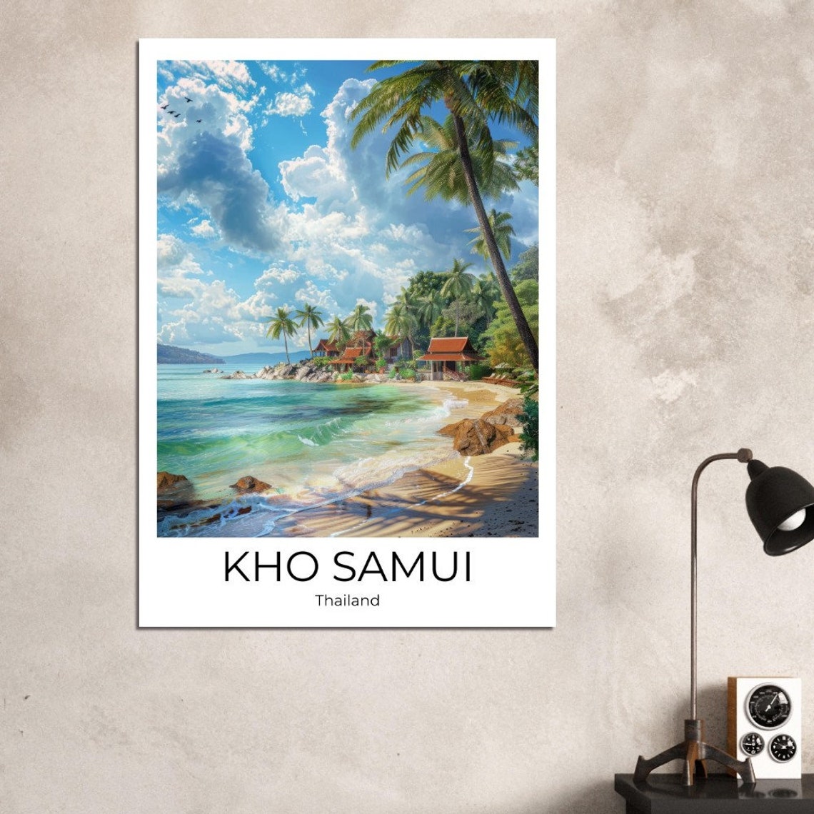 Koh Samui Thailand Sunny Tropical Beach Palm Trees Scene Poster - Image 2
