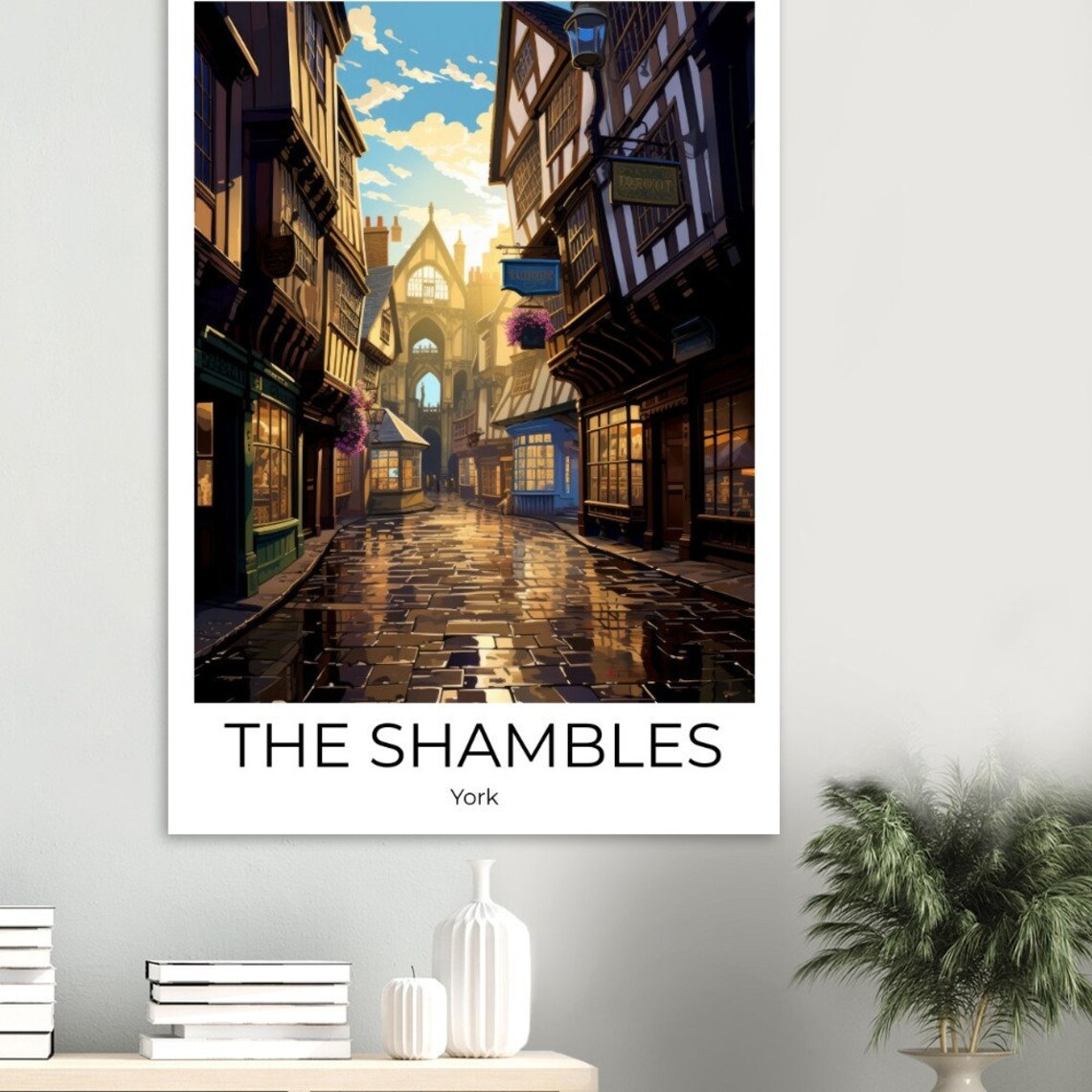 The Shambles York Medieval Timber Street Vintage Travel Poster - Image 3
