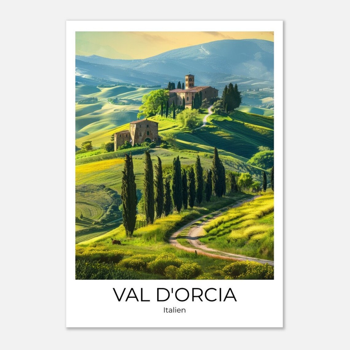 Val d'Orcia Tuscany Poster Italy Lush Green Hills Photograph Art