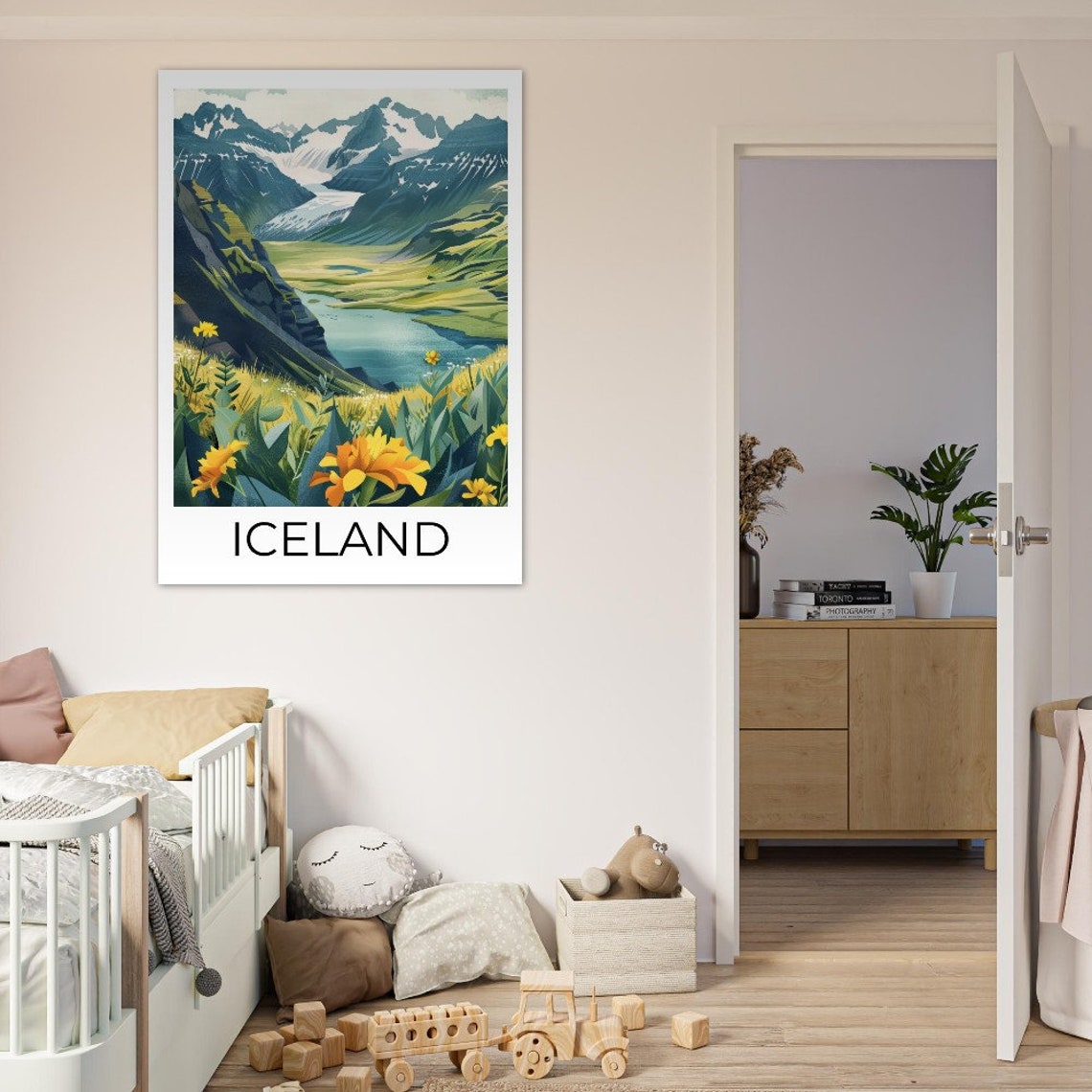 Iceland Spring Glacier Valley Wildflowers Mountain Landscape Poster - Image 4
