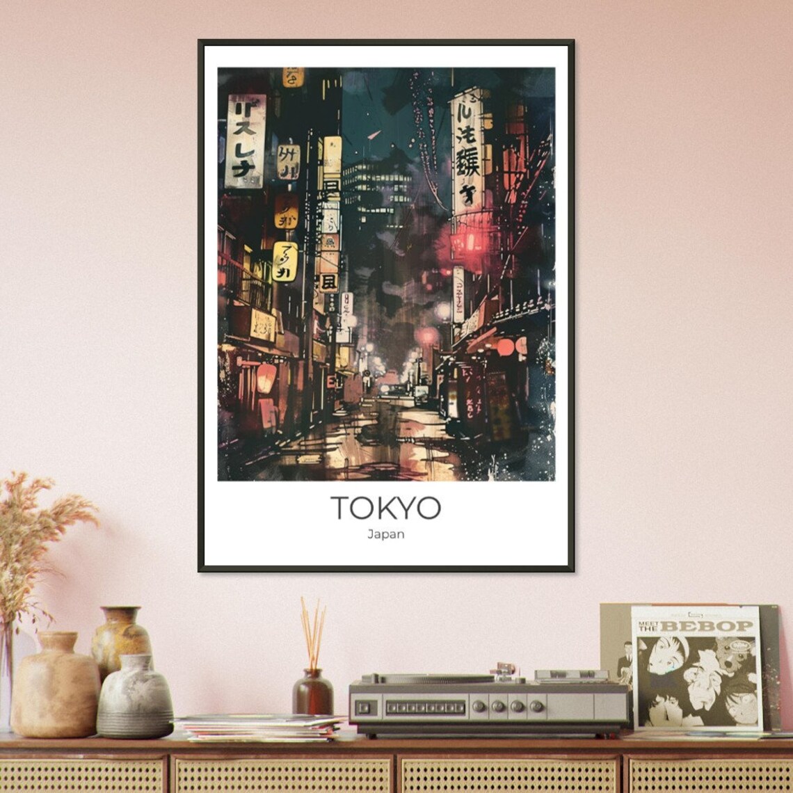 Tokyo Japan Neon Alley Night City Scene Retro Travel Art Poster - Image 3