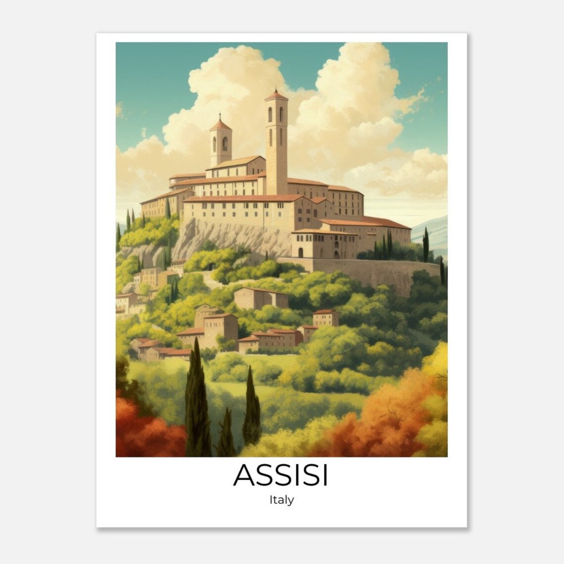 Assisi Poster Assisi Italy Wall Decoration Travel Poster Assisi Assisi Travel Souvenir Assisi Gift Italy Souvenir Italy Gift - Image 2