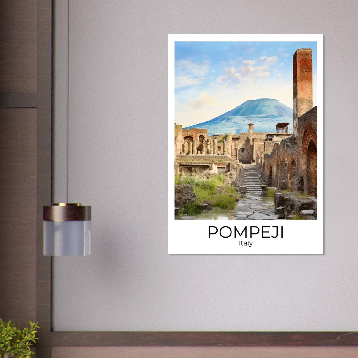 Pompeii Italy Ancient Ruins Street With Mount Vesuvius Behind Poster - Image 3