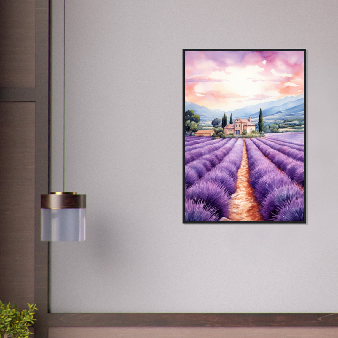Provence France Lavender Rows Stone Farmhouse Sunset Travel Poster - Image 4