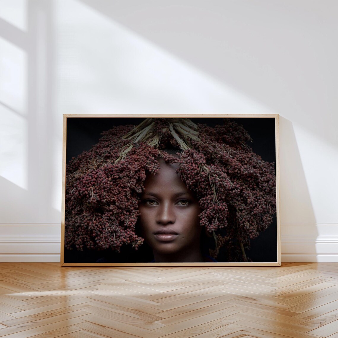 Suri Tribe Omo Girl Red Flower Crown Ethiopia Photography Print - Image 3