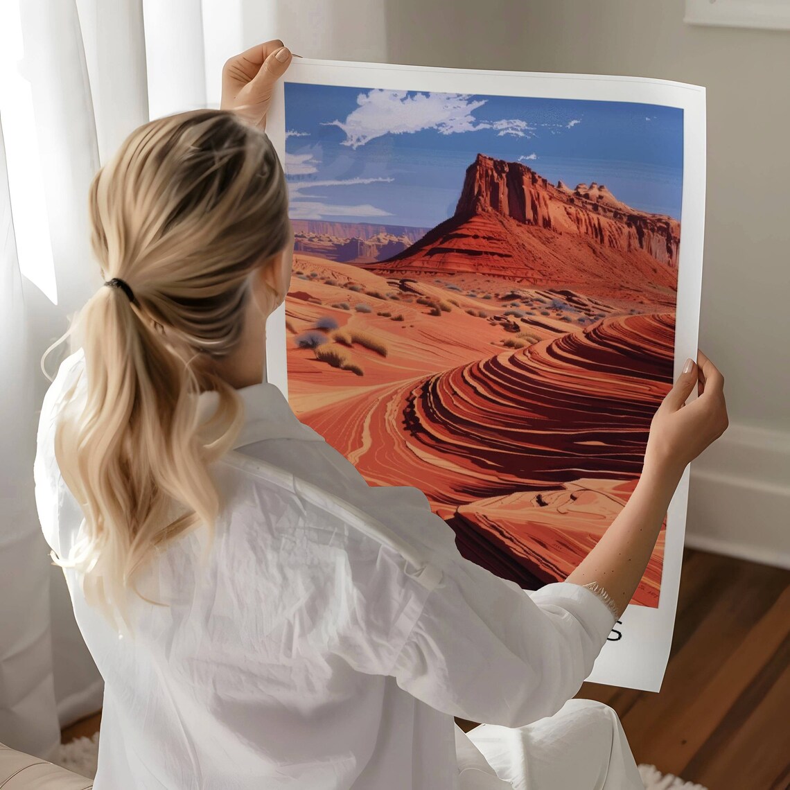 Vermillion Cliffs Arizona Swirling Red Sandstone Desert Mesa Travel Poster - Image 3