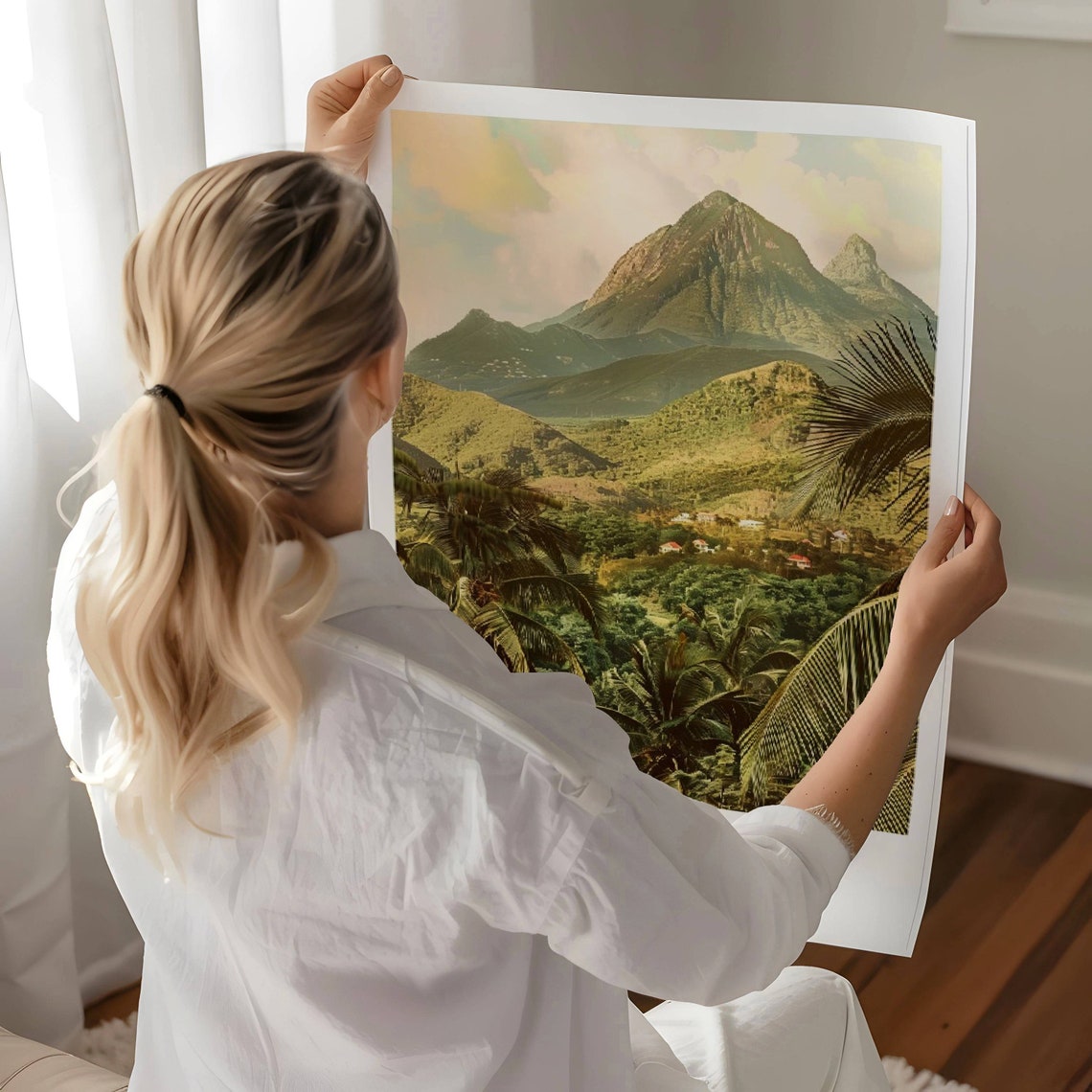 Martinique Caribbean Lush Green Volcano Mountains Palm Trees Poster - Image 4