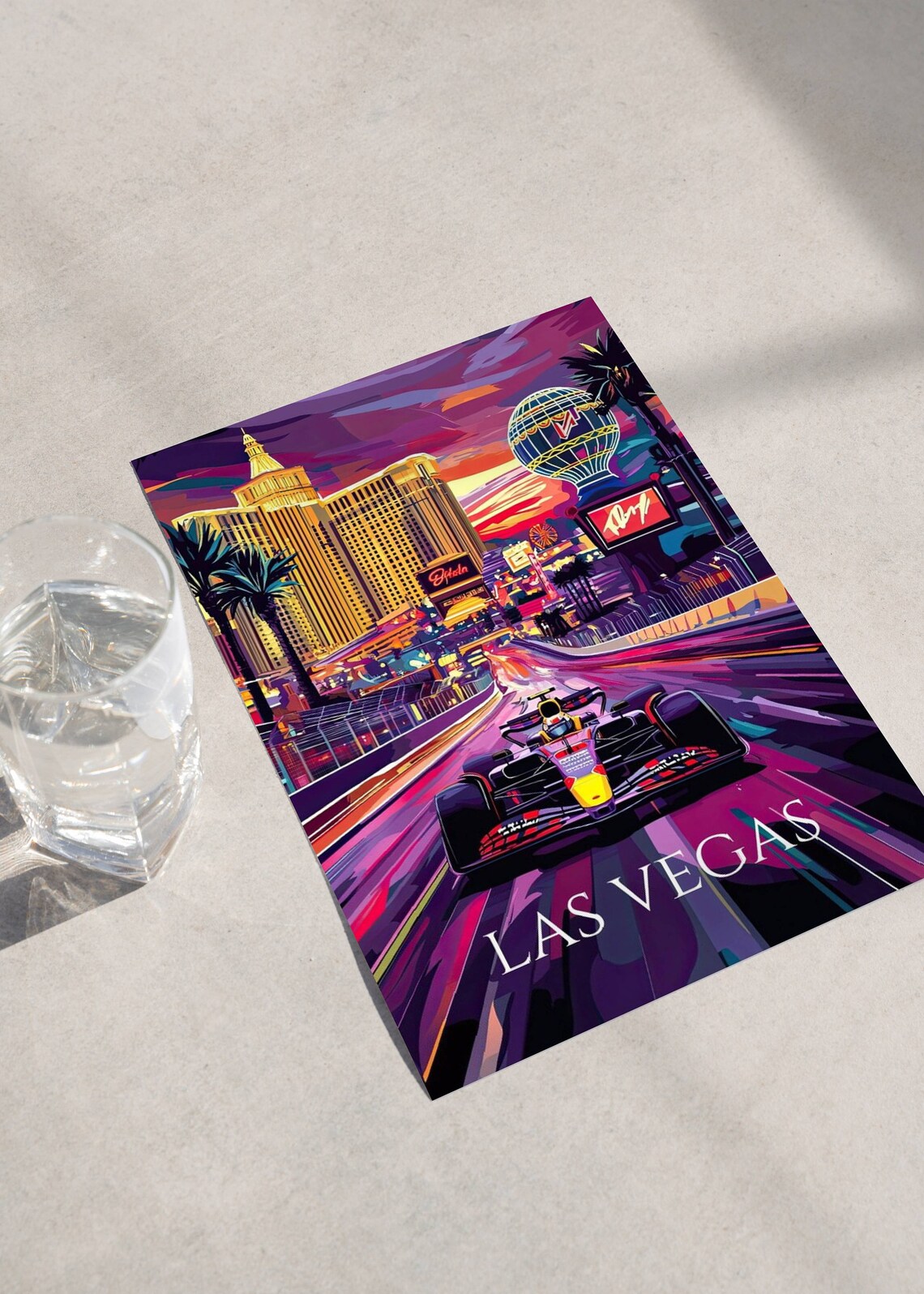 Las Vegas Formula 1 Night Street Race Neon Grand Prix Car Poster - Image 4