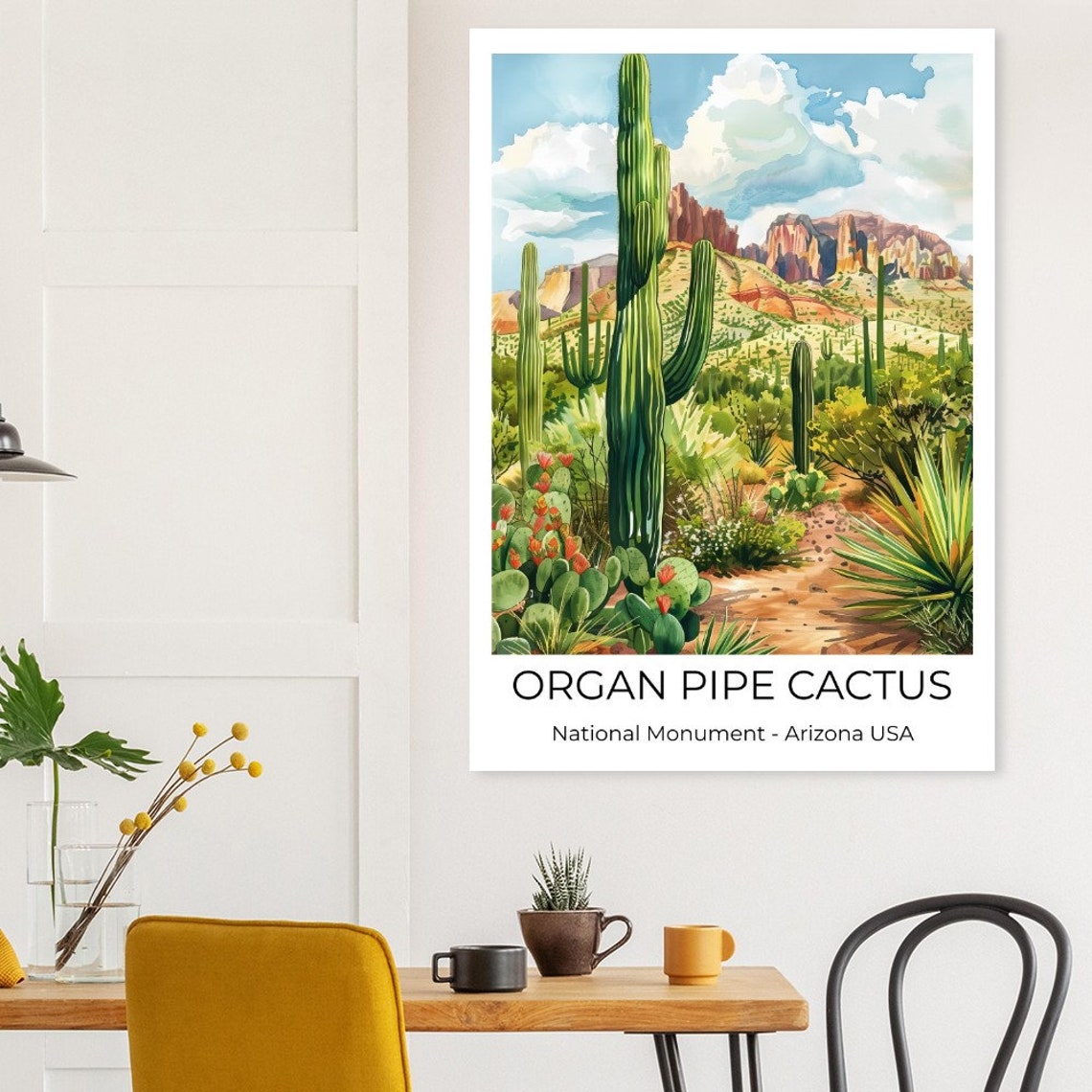 Organ Pipe National Monument National Park Usa Watercolor Travel Poster Organ Pipe Wall Art Arizona Travel Print Arizona Wall Decoration - Image 4