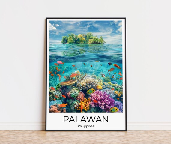 Palawan Philippines Poster Coral Reef Poster Travelposter Palawan Travel Souvenir Philippines Palawan Gift