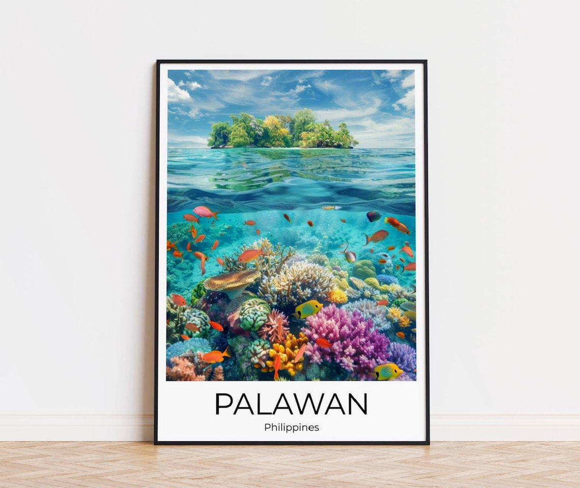 Palawan Philippines Coral Reef Island Underwater Travel Poster
