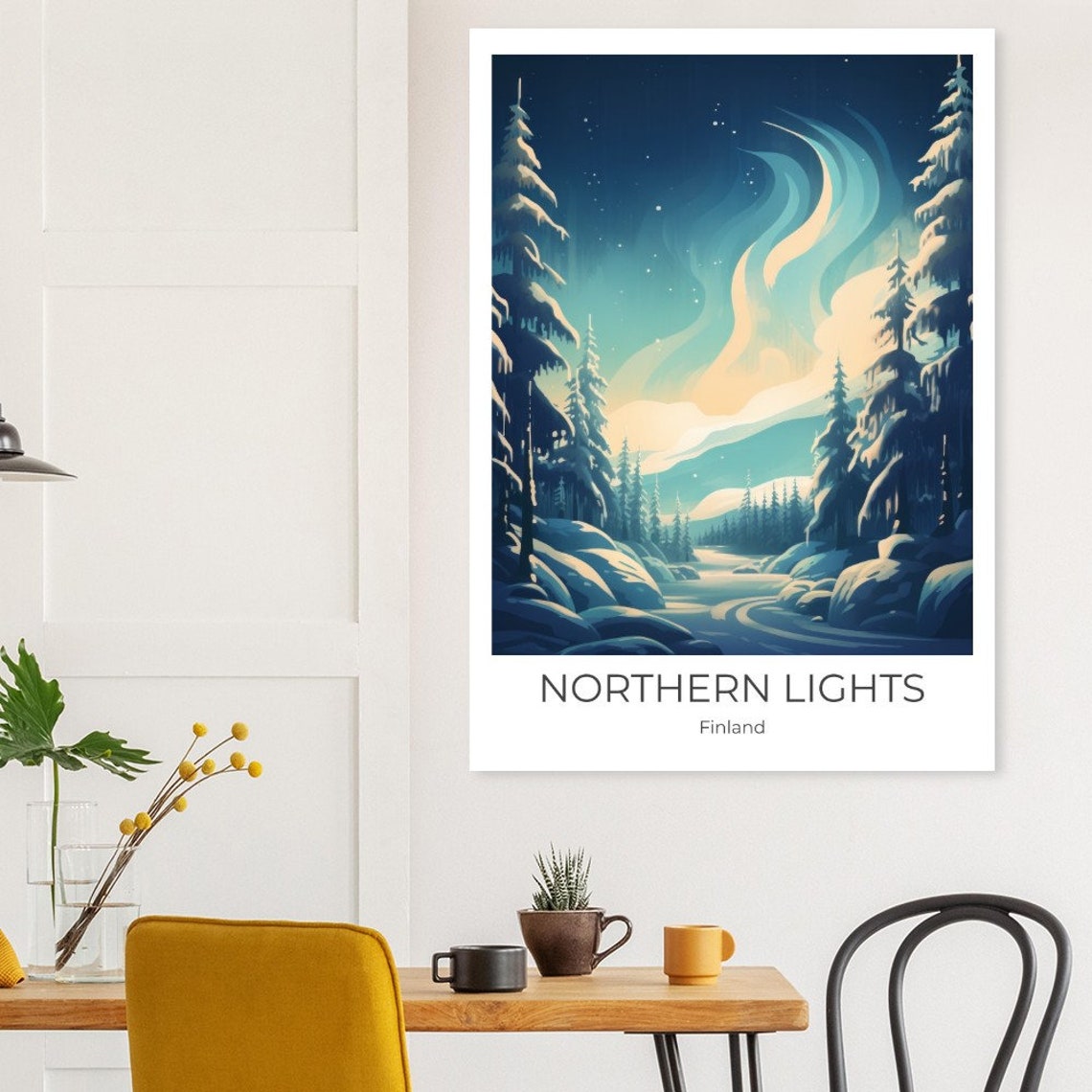 Finland Northern Lights Travel Poster Finland Print Travel Print Wall Art Travel Print Travel Poster - Image 2