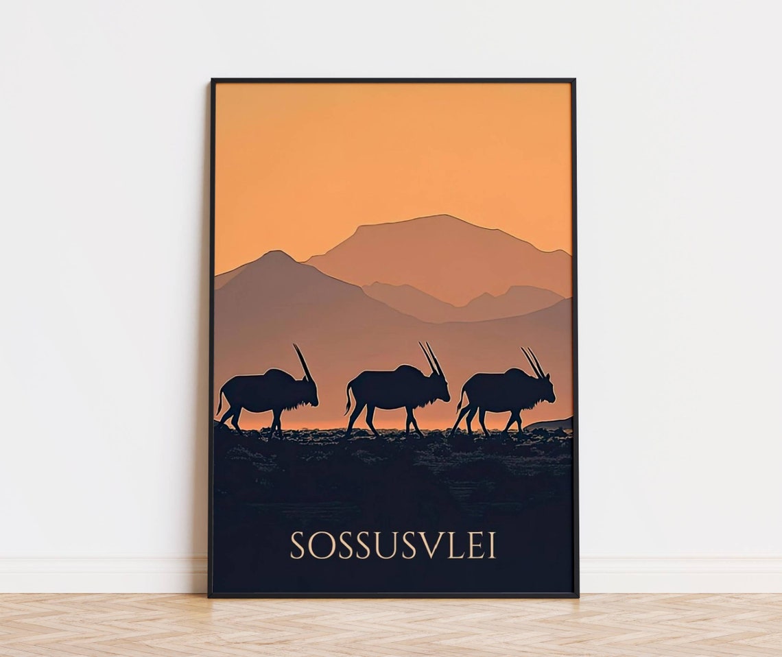 Sossusvlei Namibia Oryx Antelope Sunset Dune Silhouette Poster