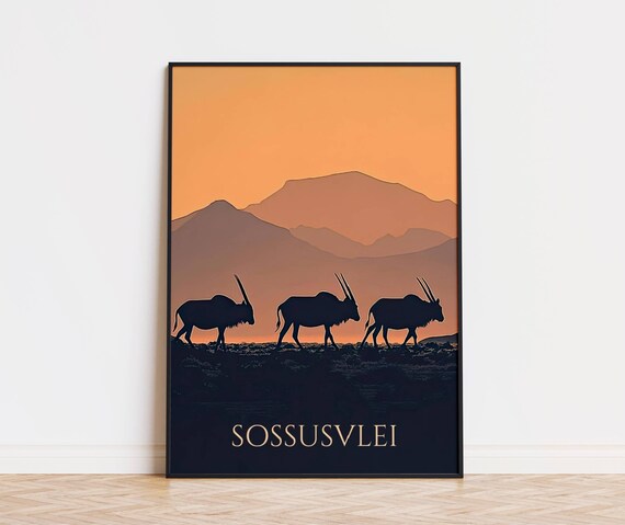 Sossusvlei Namibia Oryx Antelope Sunset Dune Silhouette Poster
