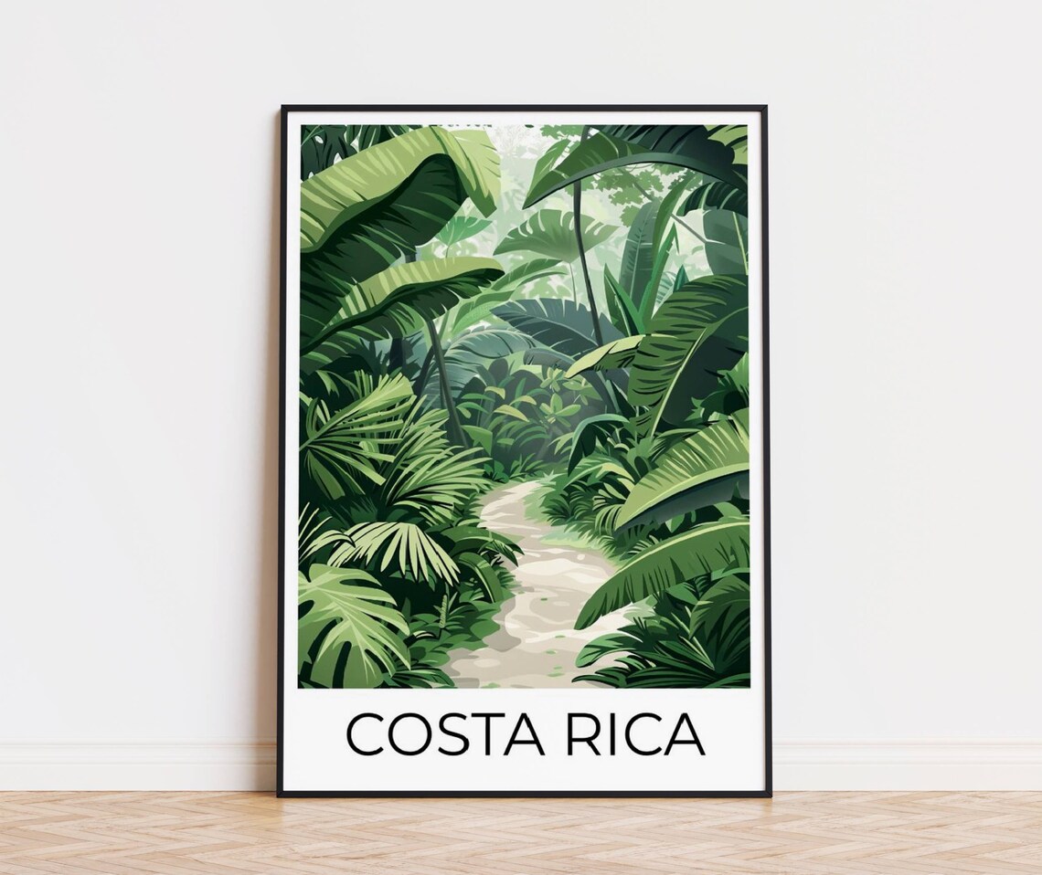 Costa Rica Monteverde Cloud Forest Jungle Path Travel Poster