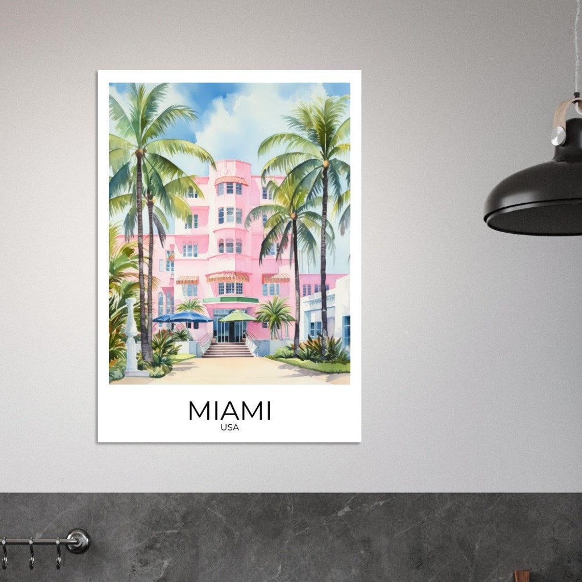 Miami Art Deco House Usa Travel Poster Travel Print Miami Wall Art Travel Print Travel Poster - Image 4
