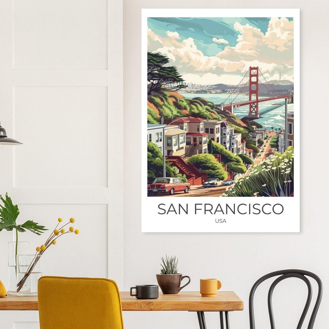 San Francisco USA Golden Gate Bridge Colorful Steep Street Poster - Image 2