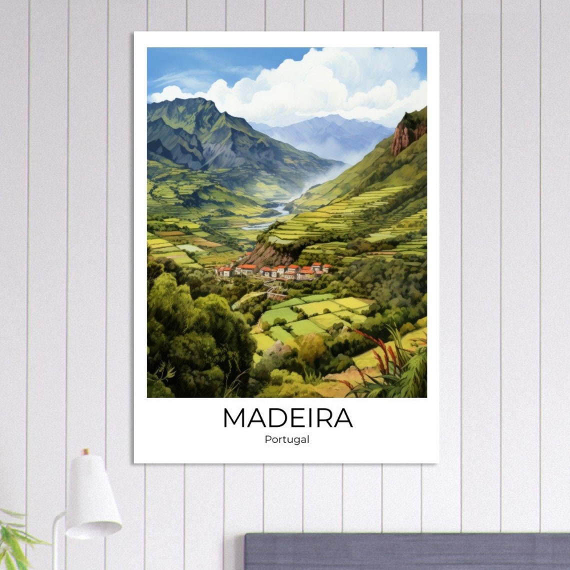 Madeira Portugal Green Valley Terraces With Distant Peaks Poster - Image 4