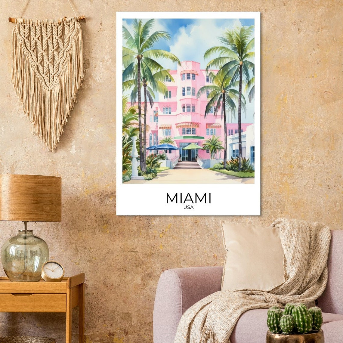 Miami Art Deco House Usa Travel Poster Travel Print Miami Wall Art Travel Print Travel Poster - Image 2
