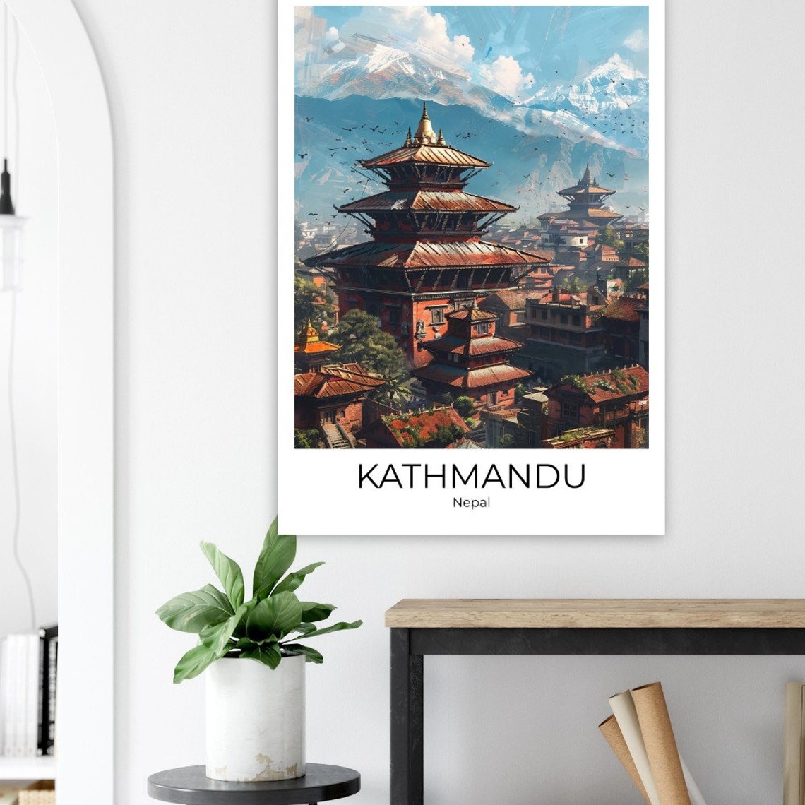 Kathmandu Nepal Temple Skyline Himalayan Mountains Travel Poster - Image 4