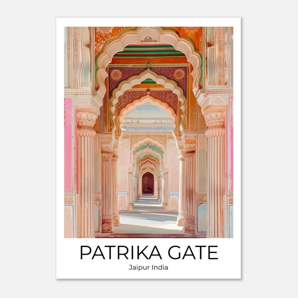 Patrika Gate Jaipur India Ornate Arched Corridor Photo Travel Poster - Image 2