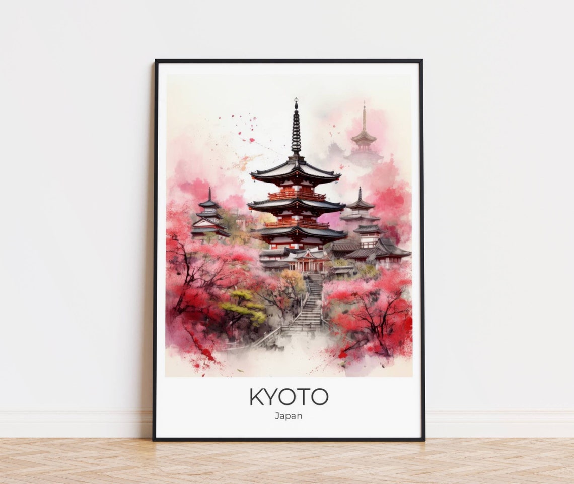 Kyoto Travel Poster Watercolor Japan Memory Kyoto Gift Kyoto Wall Decoration Japan Art Kyoto Travel Memory Kyoto Travel Poster