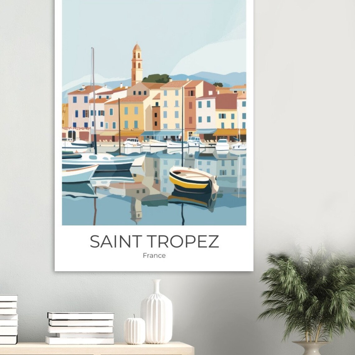 Saint Tropez Old Port Minimalist Sailboat France Travel Poster - Image 4