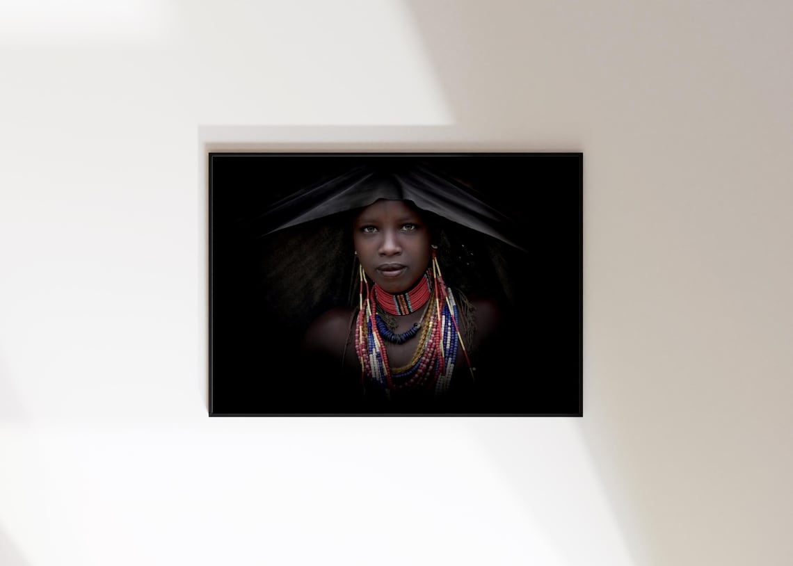Arbore Tribe Ethiopia Woman Beaded Necklaces Ethnic Portrait Print