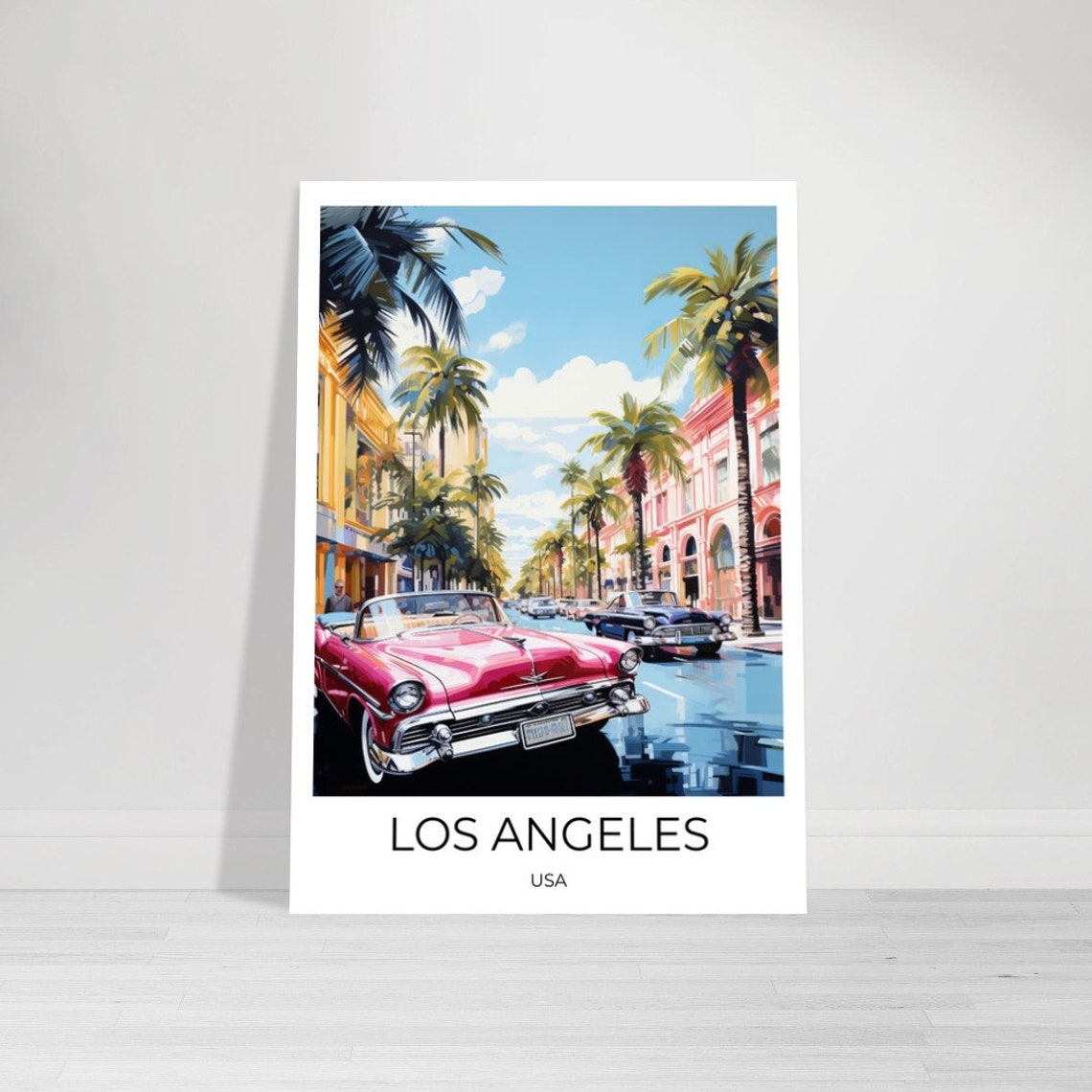 Los Angeles Usa Vintage Travel Poster Palm Tree Alley Los Angeles Usa Travel Print Los Angeles Poster Los Angeles Vintage Poster