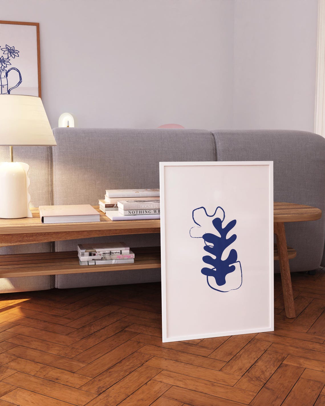 Matisse Style Blue Coral Seaweed Leaf Minimalist Art Wall Poster - Image 5