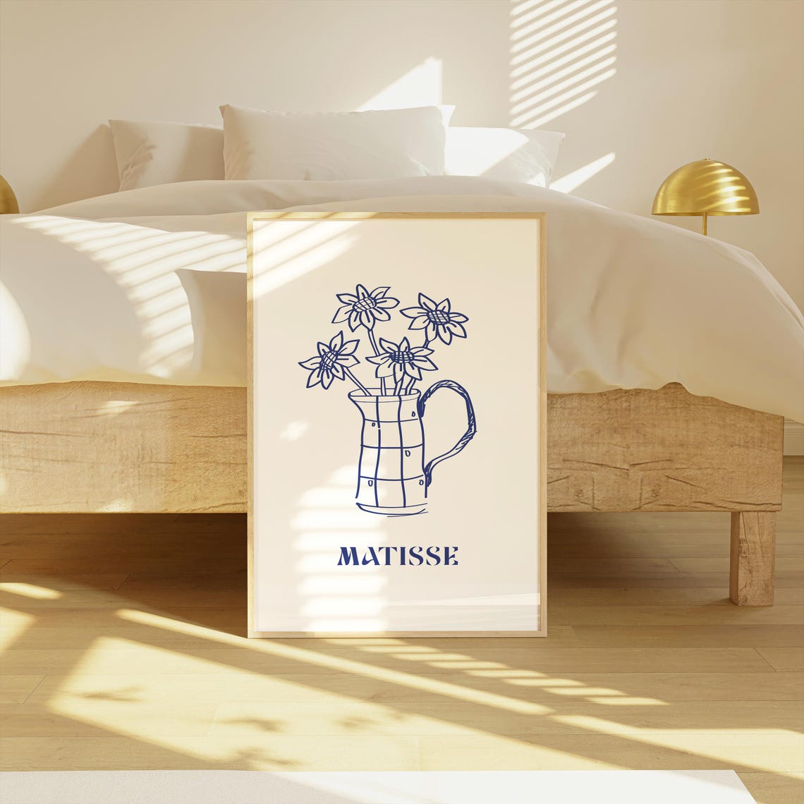 Matisse Flowers In Pitcher Blue Line Exhibition Style Poster - Image 2