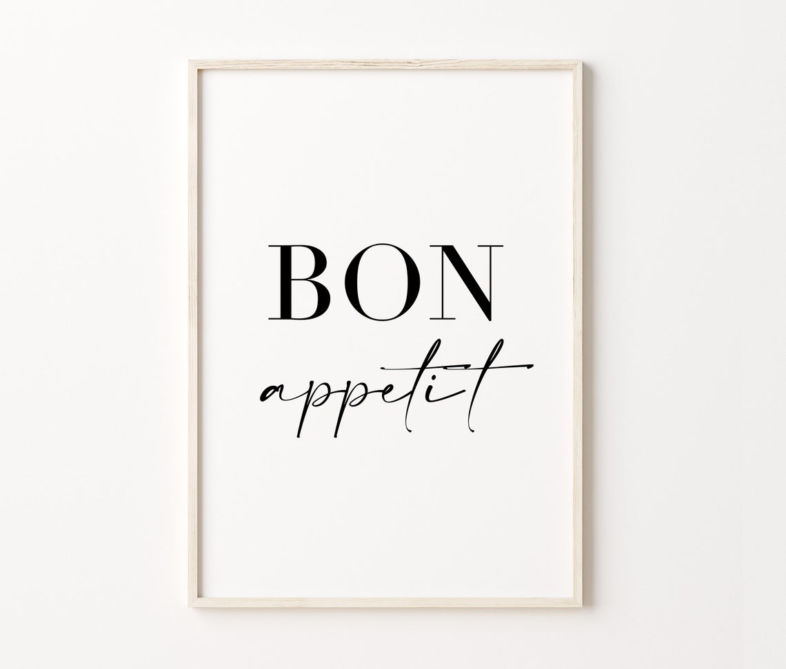 Bon Appetit Serif Script Kitchen Wall Art Typographic Quote Poster - Image 3
