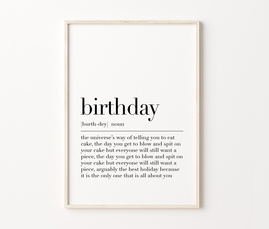 Birthday Definition Print Birthday Quote Wall Art Birthday Print Dictionary Poster Birthday Gifts Happy Birthday Sign Art - Image 4