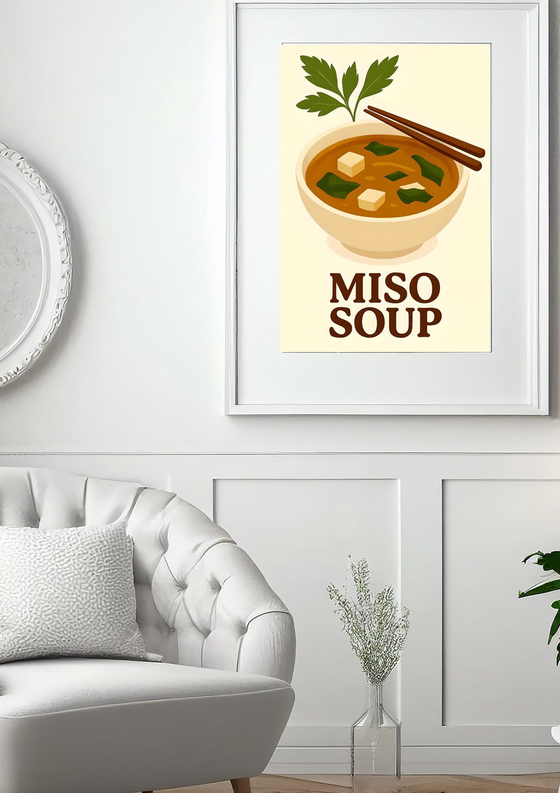 Miso Soup Japanese Food Art Cream Kitchen Wall Decor Tofu Bowl Poster