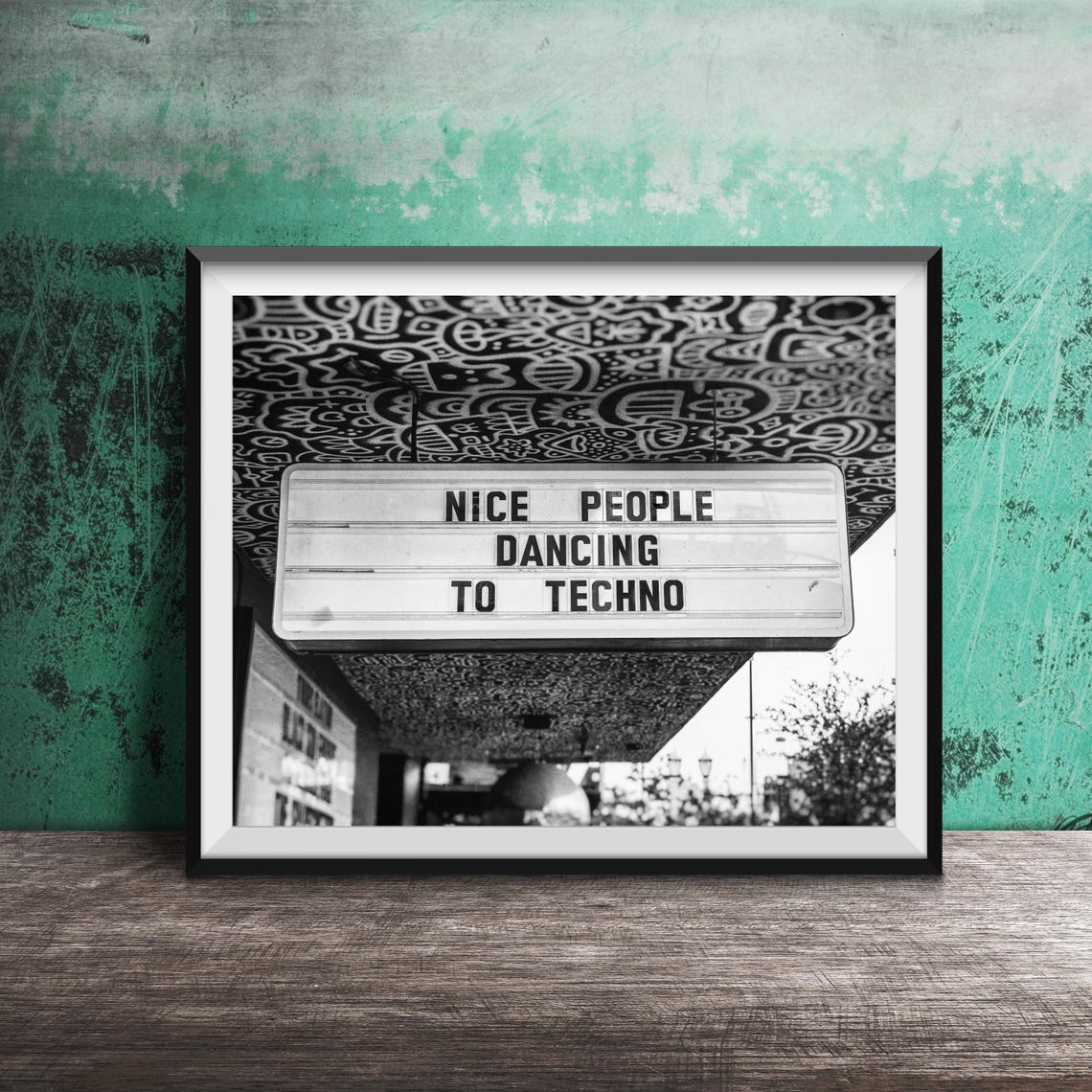 Nice People Dancing to Techno Lightbox Club Sign Photo Poster - Image 2